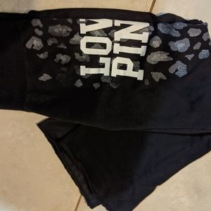 Pink Victoria Secret black sweatpants